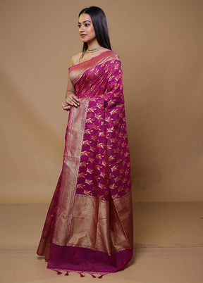 Pink Kora Silk Saree With Blouse Piece