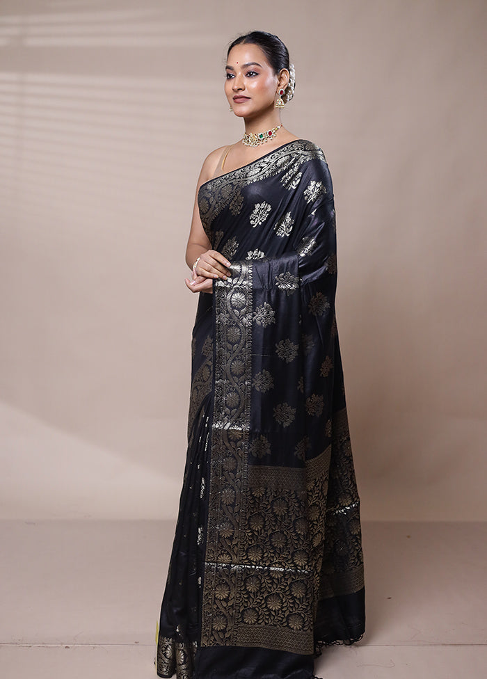 Black Cotton Saree With Blouse Piece