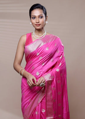 Pink Cotton Saree With Blouse Piece