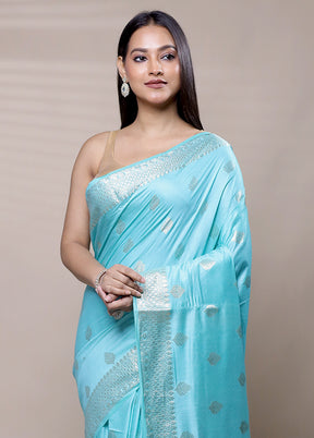 Blue Cotton Saree With Blouse Piece