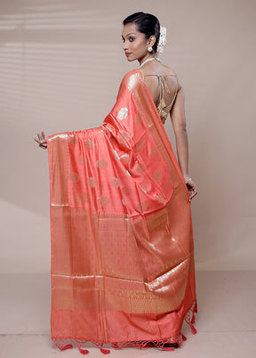 Pink Cotton Saree With Blouse Piece