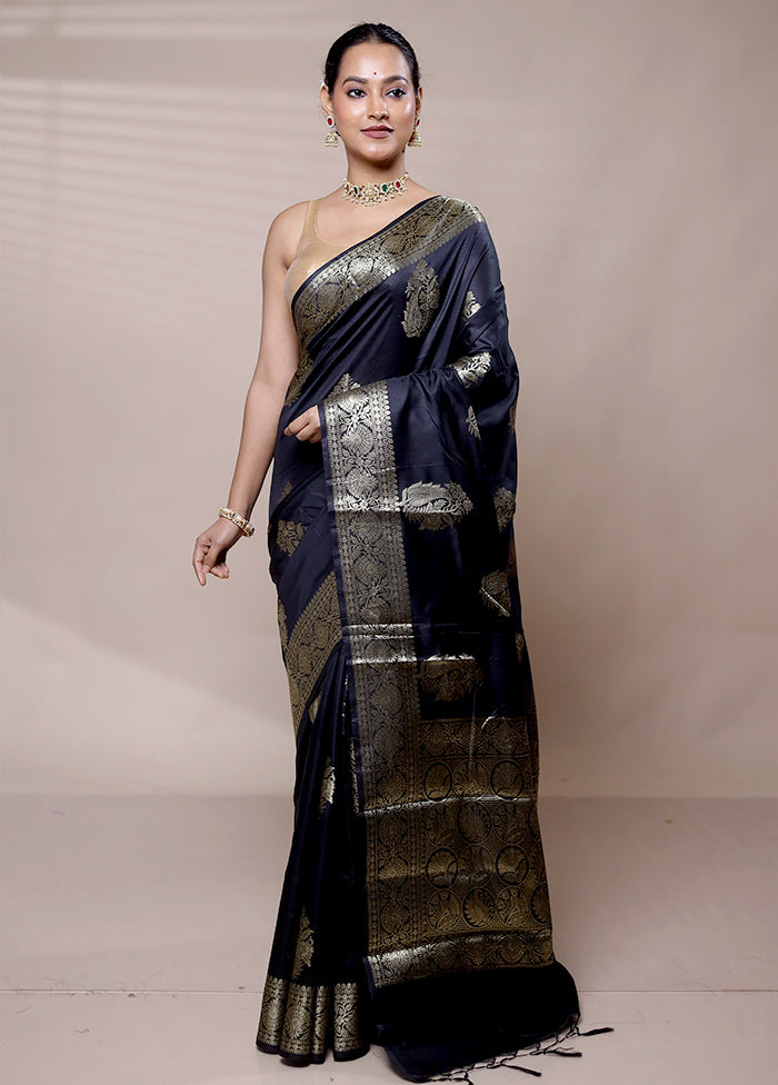 Black Cotton Saree With Blouse Piece