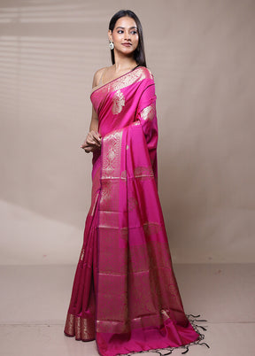 Pink Cotton Saree With Blouse Piece