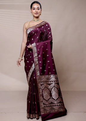 Purple Katan Silk Saree With Blouse Piece