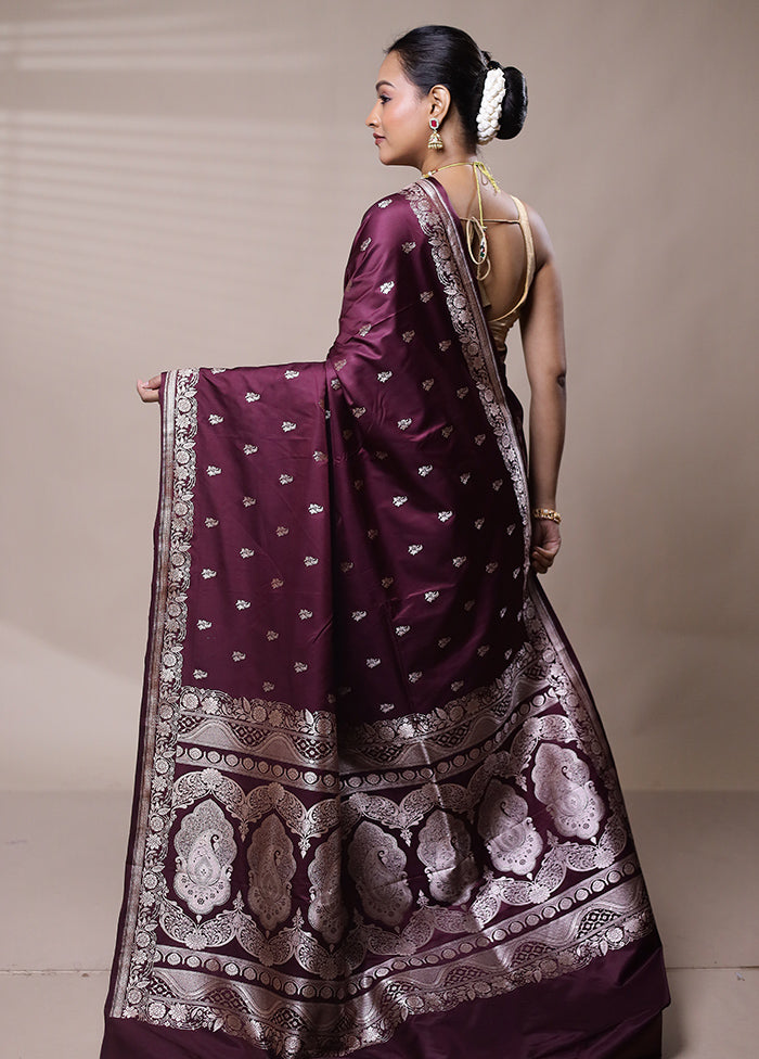 Purple Katan Silk Saree With Blouse Piece