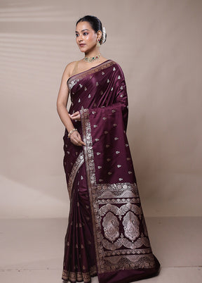 Purple Katan Silk Saree With Blouse Piece