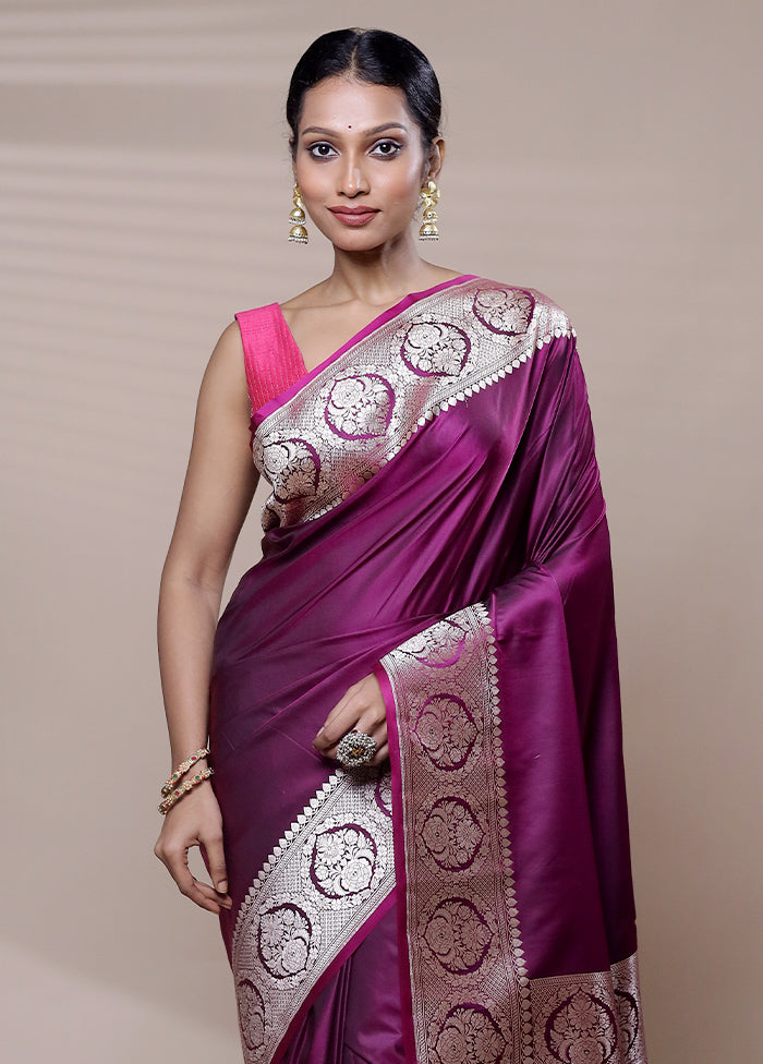 Purple Katan Silk Saree With Blouse Piece