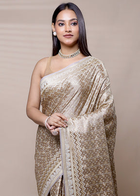 Grey Tissue Silk Saree With Blouse Piece