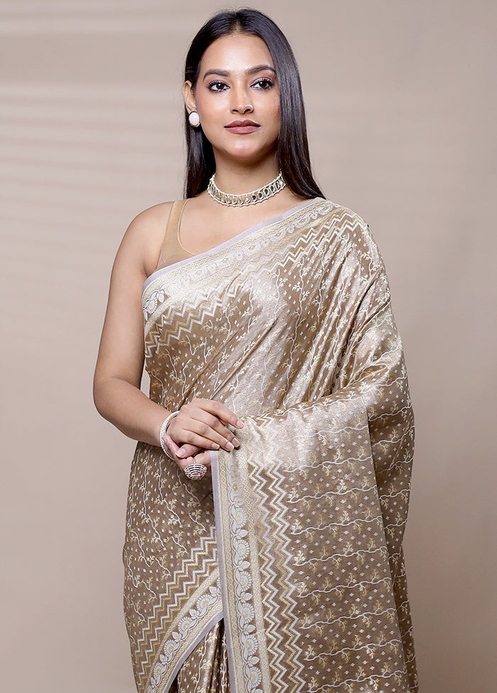 Grey Tissue Silk Saree With Blouse Piece