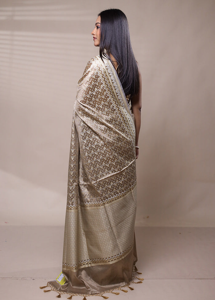 Grey Tissue Silk Saree With Blouse Piece