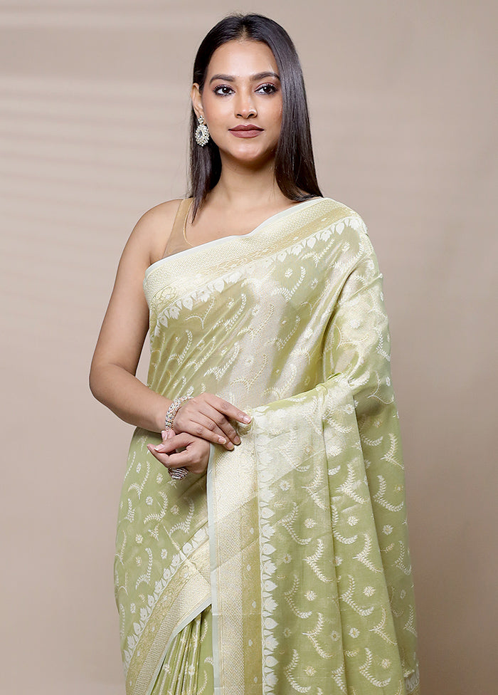 Green Tissue Silk Saree With Blouse Piece