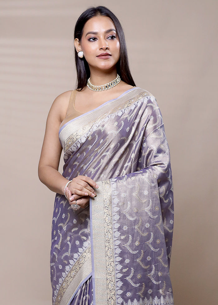 Purple Tissue Silk Saree With Blouse Piece