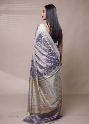 Purple Tissue Silk Saree With Blouse Piece