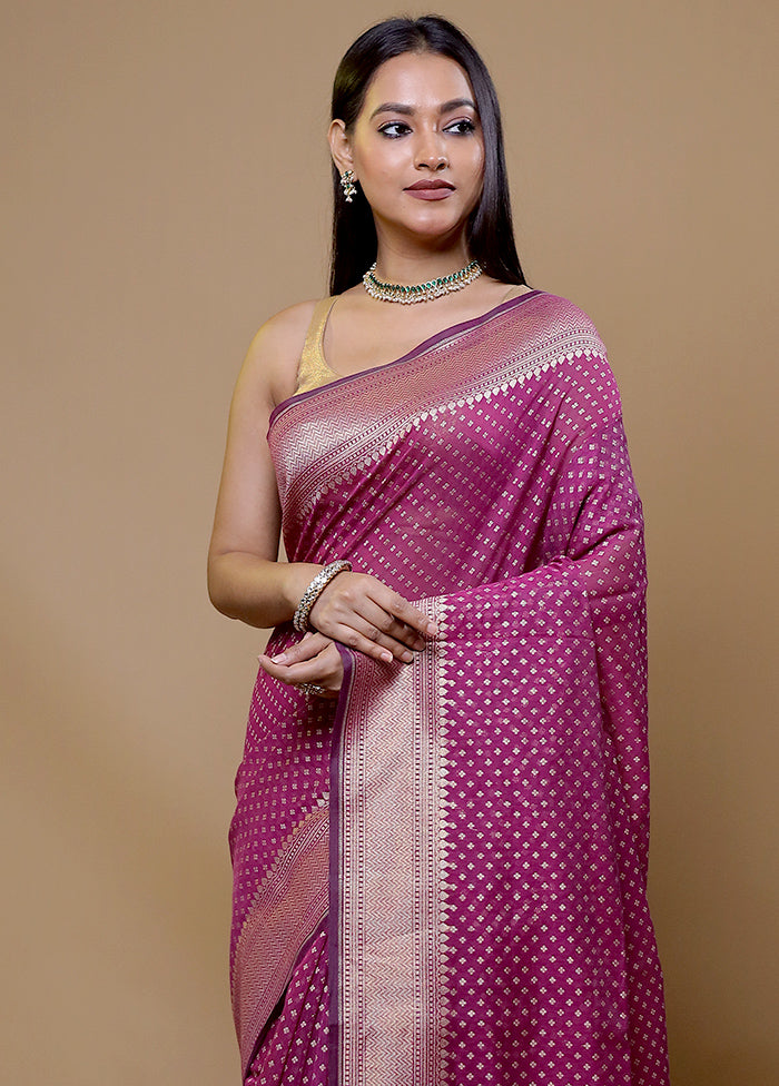 Pink Kora Silk Saree With Blouse Piece