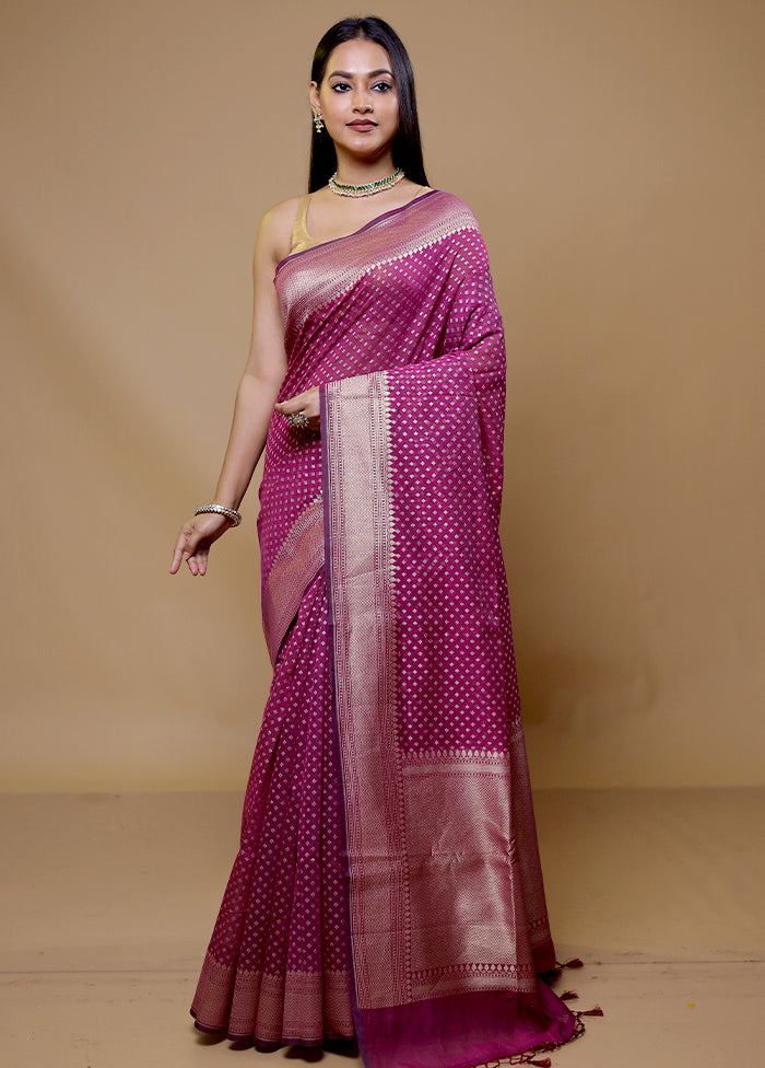 Pink Kora Silk Saree With Blouse Piece