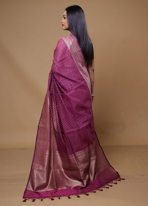 Pink Kora Silk Saree With Blouse Piece