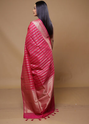 Pink Kora Silk Saree With Blouse Piece