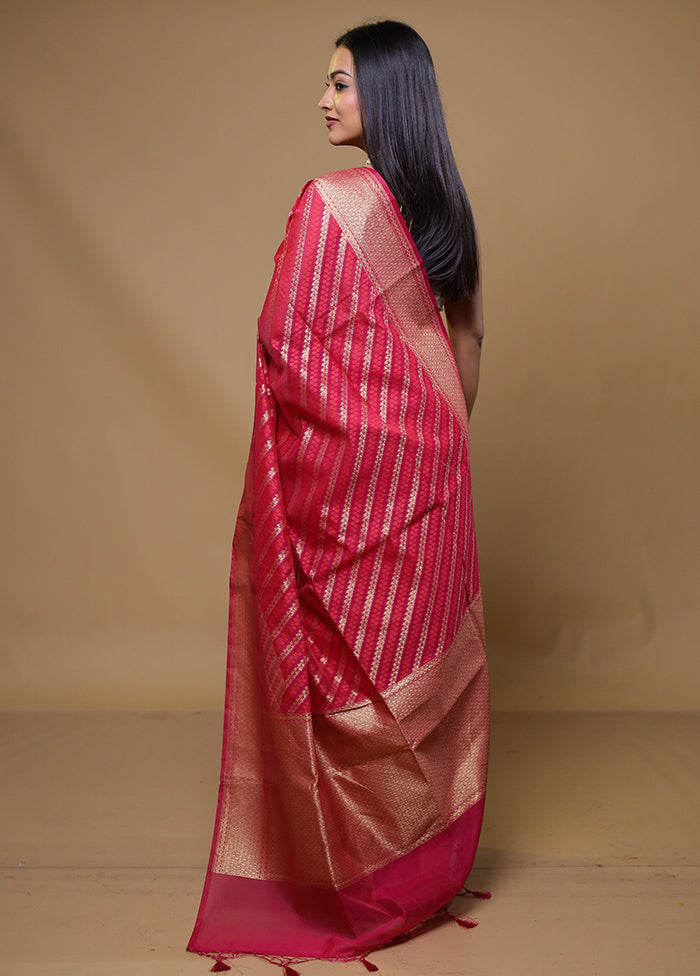 Pink Kora Silk Saree With Blouse Piece