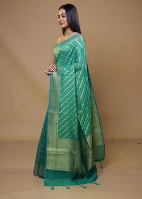 Green Kora Silk Saree With Blouse Piece