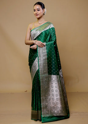 Green Katan Silk Saree With Blouse Piece