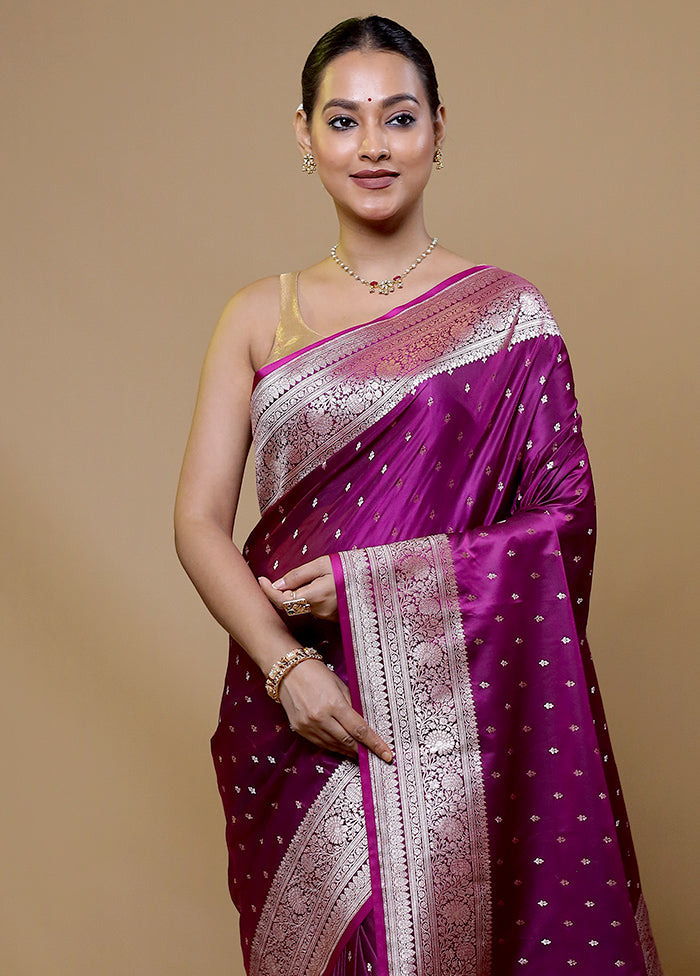 Purple Katan Silk Saree With Blouse Piece