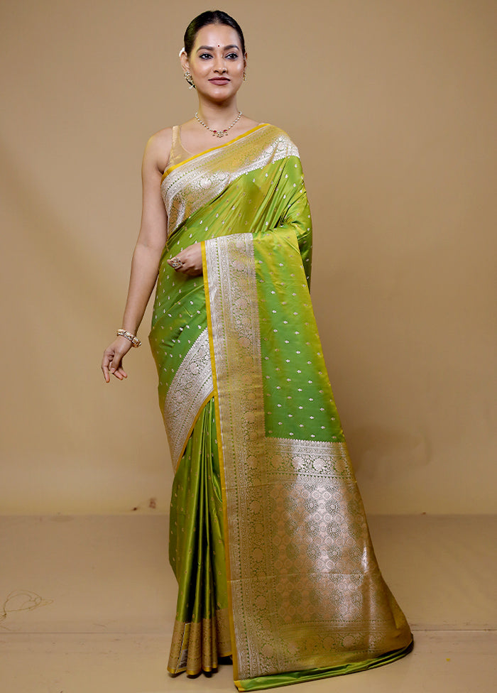 Green Katan Silk Saree With Blouse Piece