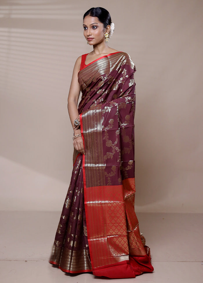 Purple Dupion Silk Saree With Blouse Piece