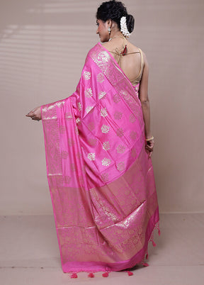 Pink Cotton Saree With Blouse Piece