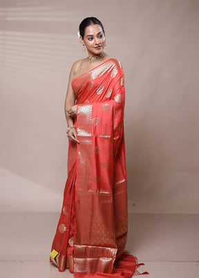 Pink Cotton Saree With Blouse Piece