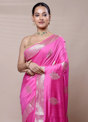 Pink Cotton Saree With Blouse Piece