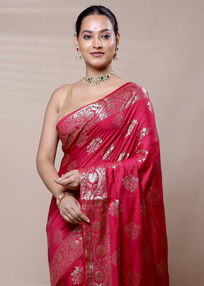 Pink Cotton Saree With Blouse Piece