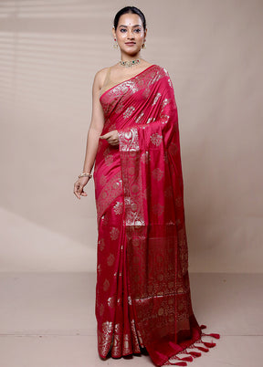 Pink Cotton Saree With Blouse Piece