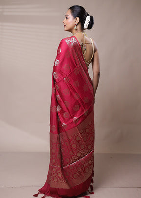 Pink Cotton Saree With Blouse Piece