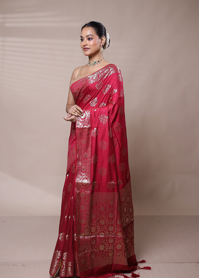 Pink Cotton Saree With Blouse Piece