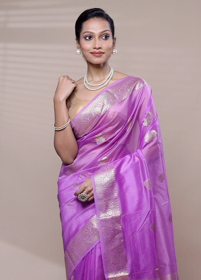 Purple Organza Saree With Blouse Piece