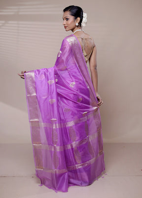 Purple Organza Saree With Blouse Piece