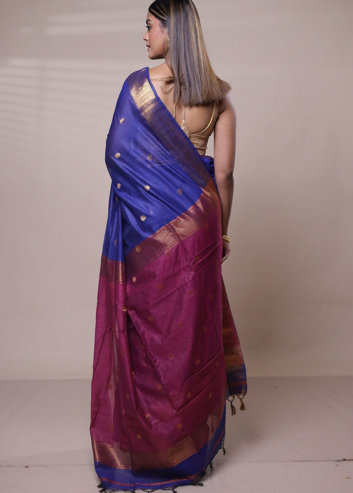 Purple Cotton Saree With Blouse Piece