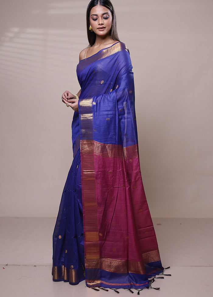 Purple Cotton Saree With Blouse Piece