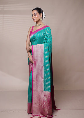 Blue Dupion Silk Saree With Blouse Piece