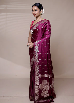 Purple Dupion Silk Saree With Blouse Piece