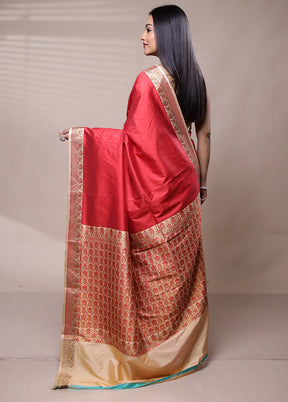 Pink Dupion Silk Saree With Blouse Piece