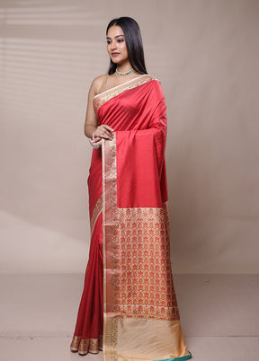 Pink Dupion Silk Saree With Blouse Piece