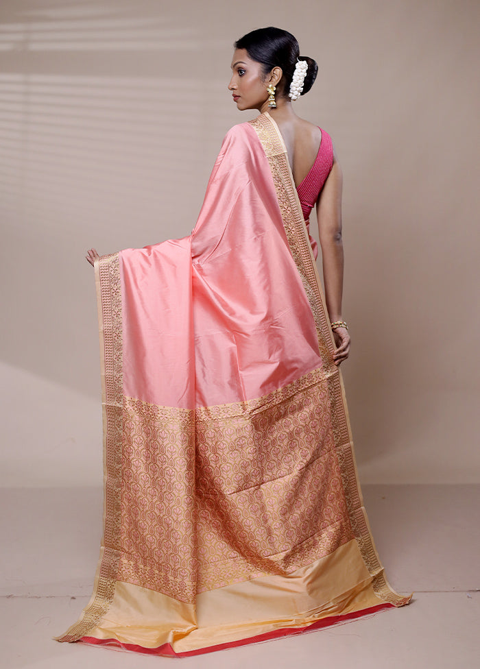 Pink Dupion Silk Saree With Blouse Piece