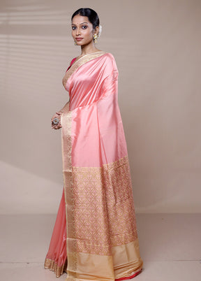 Pink Dupion Silk Saree With Blouse Piece