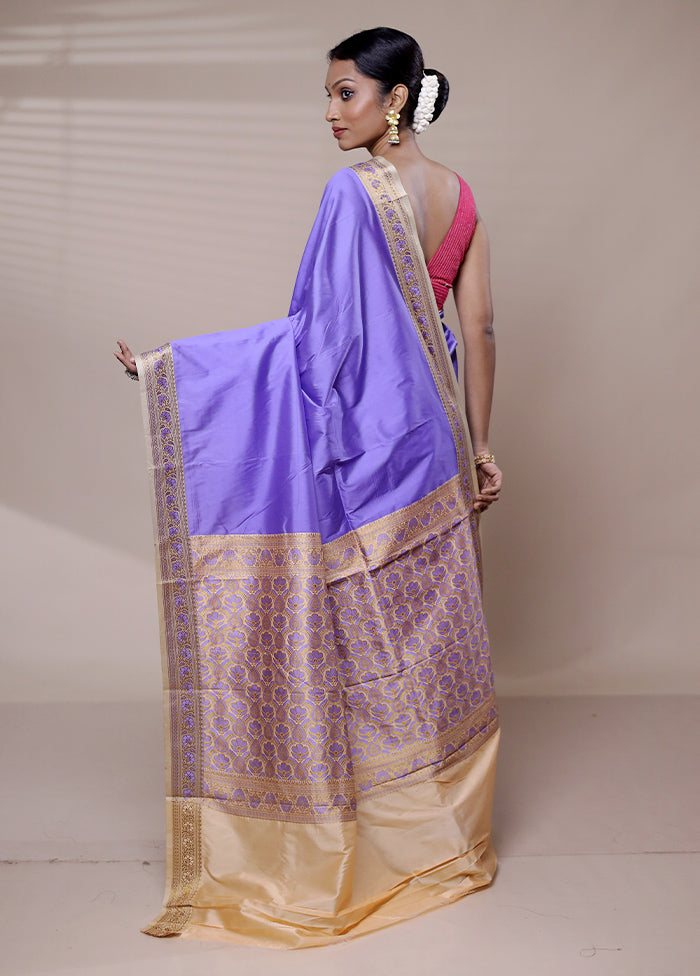 Purple Dupion Silk Saree With Blouse Piece