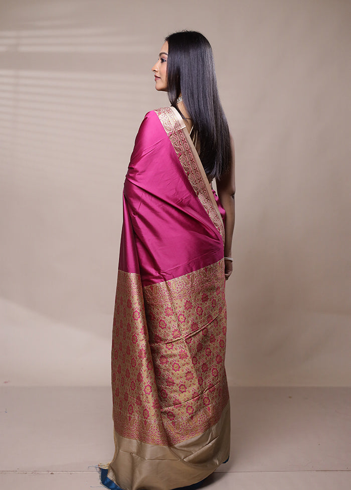 Pink Dupion Silk Saree With Blouse Piece