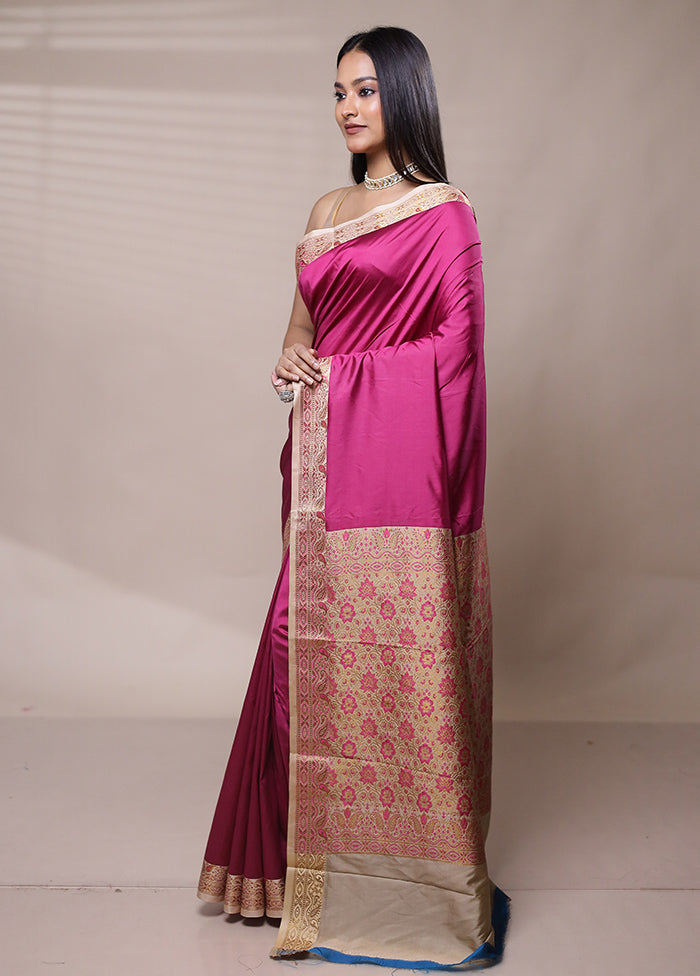 Pink Dupion Silk Saree With Blouse Piece