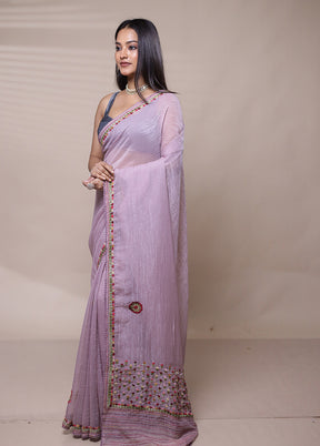 Purple Chiffon Silk Saree With Blouse Piece