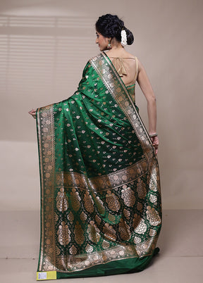 Green Banarasi Silk Saree With Blouse Piece