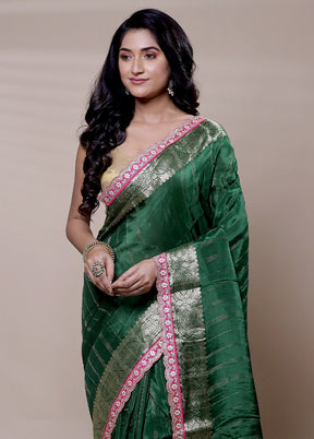 Green Chiffon Silk Saree With Blouse Piece